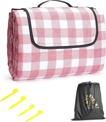 Produktbild von Wasserdichte Picknickdecke, 150x200 cm - Faltbare Strandmatte mit Tragegriff und Eckenlaschen