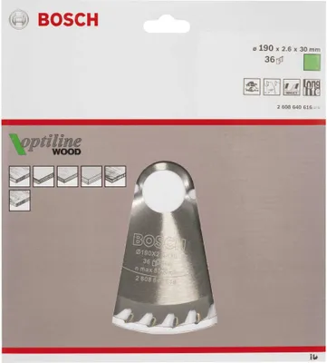 Zdjęcie produktu dla Bosch Optiline Wood - tarcza pilarska - do drewna - 190 mm - 36 zębów