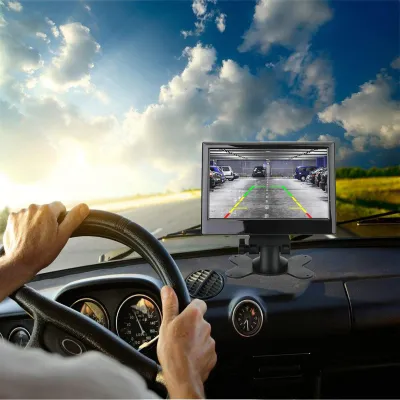 Produktbild von 7-Zoll-Auto-Rückfahrmonitor, 12 bis 24 V, 170 Grad Weitwinkel, Farb-LCD, HD, Zwei-Wege-Videoeingang für LKW-Anhänger, Transporter, Fahrzeuge, Rundlochkamera