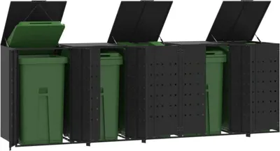Produktbild von "2026 Promotion" Mülltonnenbox für 5 Tonnen Schwarz 345x79x117 cm Stahl - Mülltonnenboxen CC13816