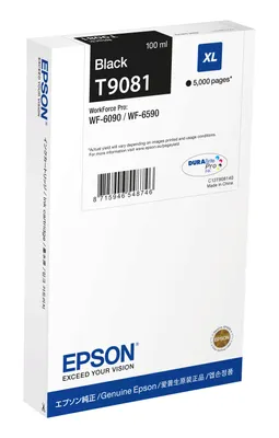 Image de Epson T9081 - 100 ml - taille XL - noir - original - cartouche d'encre - pour WorkForce Pro WF-6090, WF-6590 (C13T908140)