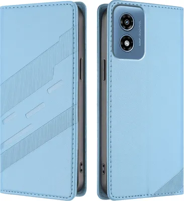 Produktbild von Hülle für Motorola Moto G Play 4G 2024, Kunstleder Brieftaschen Handyhülle mit Kartenfach und Standfunktion Hellblau