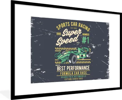 Produktbild von MuchoWow® MuchoWow® Gerahmtes Poster Auto - Rennstrecke - Oldtimer 90x60 cm - Poster mit zchwarzem Bilderrahmen - Wanddekoration - Fotos