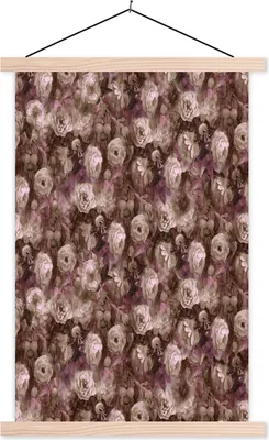 Produktbild von MuchoWow® Textilposter Blumen - Rosen - Ölfarbe 40x60 cm mit holzfarbenen Rahmen - Poster