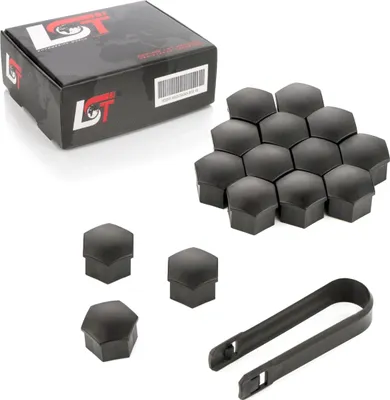 Produktbild von 15x Radschrauben Kappen Radschraubenkappen 17 mm schwarz Matt für VW SEAT SKODA