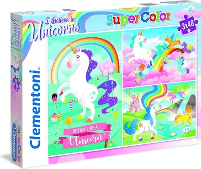 Produktbild von Puzzle Supercolor 3x48 Teile Einhorn