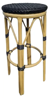 Image de Tabouret de terrasse en ROTIN SYNTHETIQUE Noir pour Exterieur