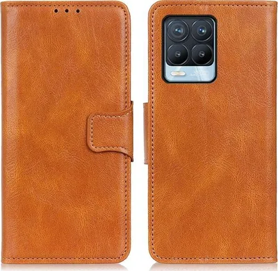 Produktbild von Mobigear Classy  Realme 8 Hülle Klapphülle Geldbörse - Cognac