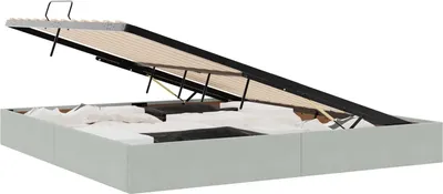 Produktbild von Ottoman Bettgestell mit Speicher Hellgrau 200 x 200 cm Samt