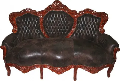 Produktbild von Casa Padrino Barock Sofa Garnitur King Braun / Braun - Barock Möbel - 184 x 81 x 125 cm