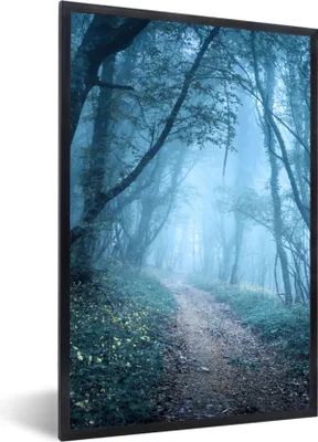 Produktbild von MuchoWow® Gerahmtes Poster Bäume - Natur - Nebel 60x90 cm - Poster mit Schwarzem Bilderrahmen Wandposter Rahmen Foto Bilder - Kunst