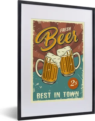 Produktbild von MuchoWow® MuchoWow® Gerahmtes Poster Mancave - Bierkrug - Vintage - Zitate 30x40 cm - Poster mit zchwarzem Bilderrahmen - Wandposter Schlafzimmer