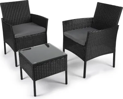 Produktbild von Lifetime Garden Lounge Gartenmöbel Set - Lissabon Terrassenmöbel - 3-Teilig - Gartenstühle und Beistelltisch - Rattan - Schwarz - Garten, Balkon und Terrasse