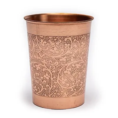 Produktbild von Kupfertrinkbecher Blumenmuster geätzt -- 250ml online bestellen