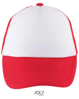 Produktbild von SOLs 03091 | Kinder Kappe Bubble Kids Cap, 5-Panel-Form - Farbe: White/Red - Größe: One Size