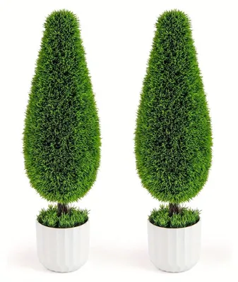 Immagine prodotto di Pianta artificiale di cedro - Pianta in seta artificiale - Pianta decorativa da interno - Albero artificiale - Foglie artificiali verdi - Set da 2