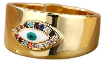 Produktbild von DAXWEV Böser Blick Band Ring Offener Ring Für Männer Männer,Regenbogen Zirkon Ri