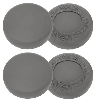 4 runde Hockerbezüge 40-50 cm, waschbar, grau