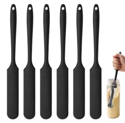 Obrázok produktu pre Sada silikónových špachtlí, 6 kusov, čierna, 24 cm, na strúhanie, miešanie a rozotieranie