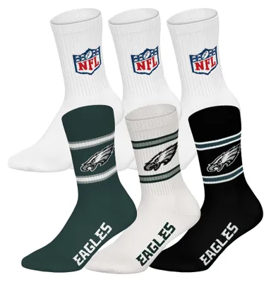 Produktbild von NFL Uni Socken, 6er Pack - NFL Teams, 6Pack Crew Socks, Football, Logo, Baumwollmischung Philadelphia Eagles/Weiß 43-46