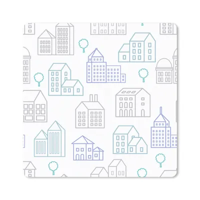Produktbild von MuchoWow® Mauspad Mousepad Skyline - Muster - Haus 20x20 cm - Mousepads - Maus Mat - Pad - Mausunterlage - Desk Mat - Bureauartikeln