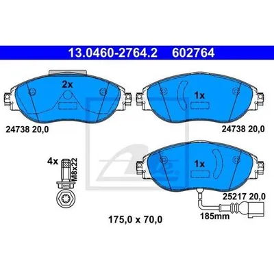 Produktbild von ATE Bremsbeläge vorne für Audi A3 Seat Alhambra Skoda Octavia VW Passat