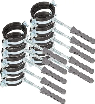 Produktbild von KOTARBAU® 10er Set Rohrschellen 1" Rohrbefestigung Rohrleitungsbefestigung Gelenkrohrschellen Dichtung mit Dübeln