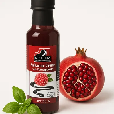 Produktbild von Ophellia Balsamico-Creme mit Granatapfel 200 ml – Griechische Spezialität für Salate und Desserts