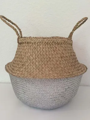 Image de Panier en jonc de mer Panier tressé Panier à provisions Sac à provisions Rangement «  », couleur : argent-naturel