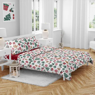 Obrázek produktu pro Vánoční bavlněné povlečení Ozdoby zelené 140x200, 70x90 cm