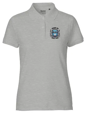 Produktbild von Huuraa Damen Polo Shirt Musik an Welt aus Eule XXL Sport Grey Bio Baumwolle Fairtrade Poloshirt Geschenkidee