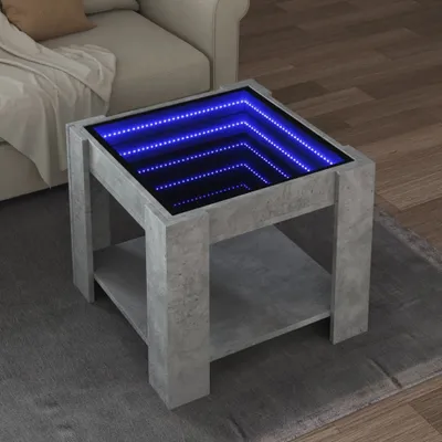 Obrázok produktu pre Maison Exclusive – LED konferenčný stolík betónovo sivý 53 x 53 x 45 cm drevený materiál