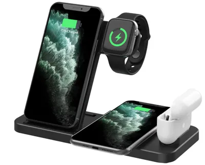 Produktbild von 4in1 Kabelloses Qi Ladegerät für Apple Watch & AirPods iPhone Ladestation Samsung und mehr Wireless Charger