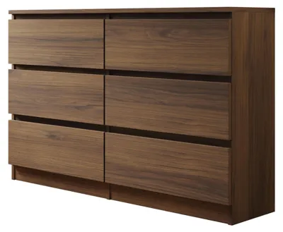 Produktbild von MIRJAN24 Kommode Malwa M6 120, Stilvoll Sideboard mit 6 Schubladen, Schlafzimmer Highboard, Modern Kollektion (Nuss Warmia), KI-generiertes Bild