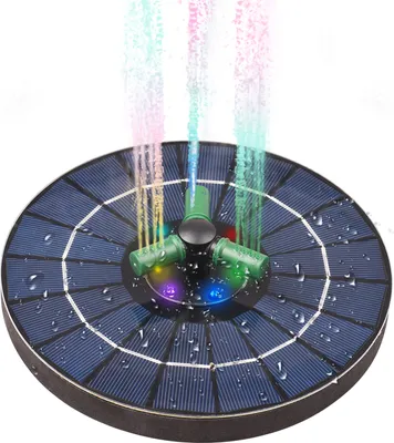Obrázek produktu pro 4W barevné solární fontánové čerpadlo s 360 ¡ã rotující tryskou RGB LED světlo solární vodní čerpadlo s bateriovým napájením volně stojící kruhová fontána s automatickým vypínáním pro ptačí lázně zahradní jezírko