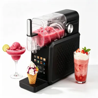 Produktbild von Slush-Eismaschine 7 Getränkemodi + Selbstreinigung, 10 Konsistenzstufen, Eismaschine 1,8 l, 200 W, Kompressor, ohne Eiswürfel, für Kaltgetränke