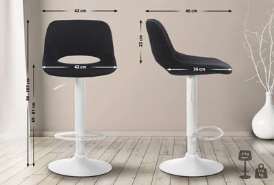 Produktbild von Barhocker Camden Samt weiß schwarz