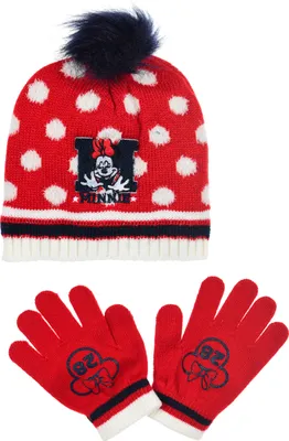 Produktbild von Minnie Mouse Kinder Winter Set 2 tlg. Mütze & Handschuhe Mädchen, Farbe:Rot, Größe:54