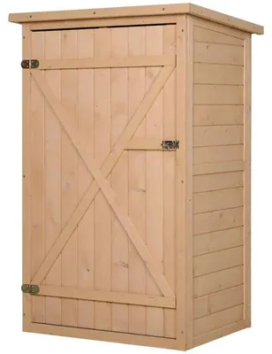 Obrázek produktu pro Zahradní skříň z dřeva s policemi | Barva: přírodní dřevo | Rozměry: 56 x 75 x 115 cm