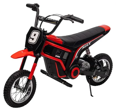 Obrázek produktu pro Dětský elektrický motocykl 24 V – crossbike 350 W – 3 rychlosti 8/12/23 km/h – odpružené odpružení – pro děti od 8 do 14 let – červený