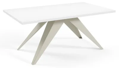 Produktbild von MEBLINI Esstisch Ausziehbar aus Metall - 160-260x90x76cm - VENTI - Weiß Matt/Kaschmir - Loft - Esszimmertisch Modern - Küchentisch - Ausziehtisch - Dining Table