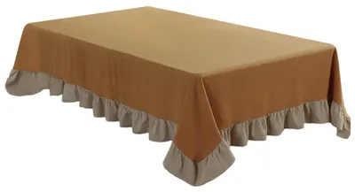 Obrázek produktu pro Lněná ubrus s efektem lotosu, snadná údržba, pratelná, žlutá, 90 x 90 cm, čtvercová