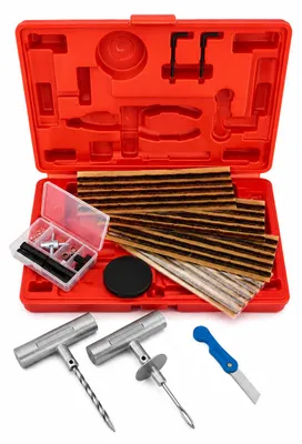 Immagine prodotto di Kit-set riparazione pneumatici auto, strumenti emergenza ripara gomme, strisce di riparazione, 55 pezzi