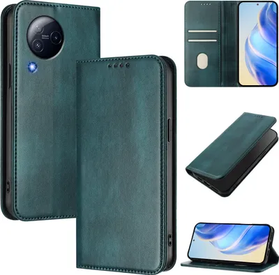 Image de Etui pour Xiaomi Civi 3, étui en cuir vintage avec protection RFID, fentes pour cartes, support Vert