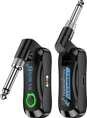 Produktbild von 2.4G Wireless Guitar System Wiederaufladbares tragbares Sender-Empfänger-Set mit Ladefach Audio-System 4-Kanal-Übertragung 210-Grad drehbar Plug and Play für E-/Akustik-Gitarre Bass