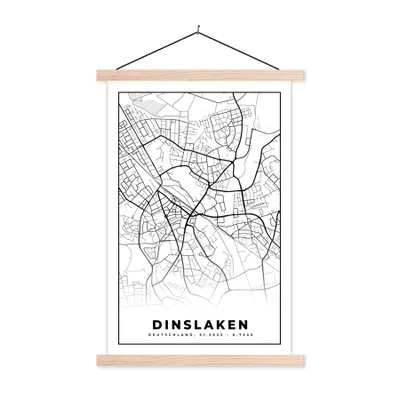 Produktbild von MuchoWow® Textilposter Stadtplan - Karte - Dinslaken - Karte 120x180 cm mit holzfarbenen Rahmen - Textil-Plakat