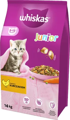 A bag of Whiskas Junior cat food.