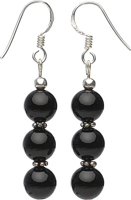 Produktbild von Ohrringe Ohrhänger aus Onyx schwarz & 925 Silber Ohrhaken Ohrschmuck für Damen