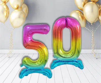 Produktbild von B&C Folienballon Zahl 5 stehend Regenbogen 74 cm