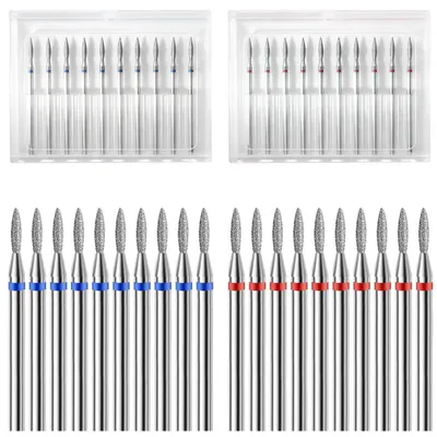 Produktbild von Nagelhautfräser-Aufsätze 20 Stück Diamant Rot & Blau für Maniküre Pediküre